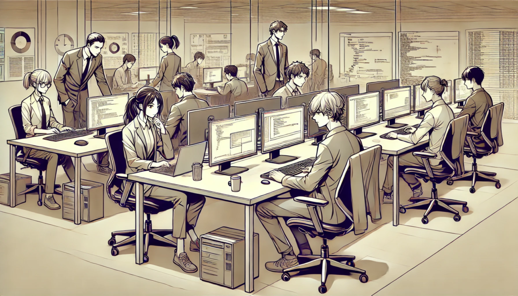 オフィスで仕事する社労士3