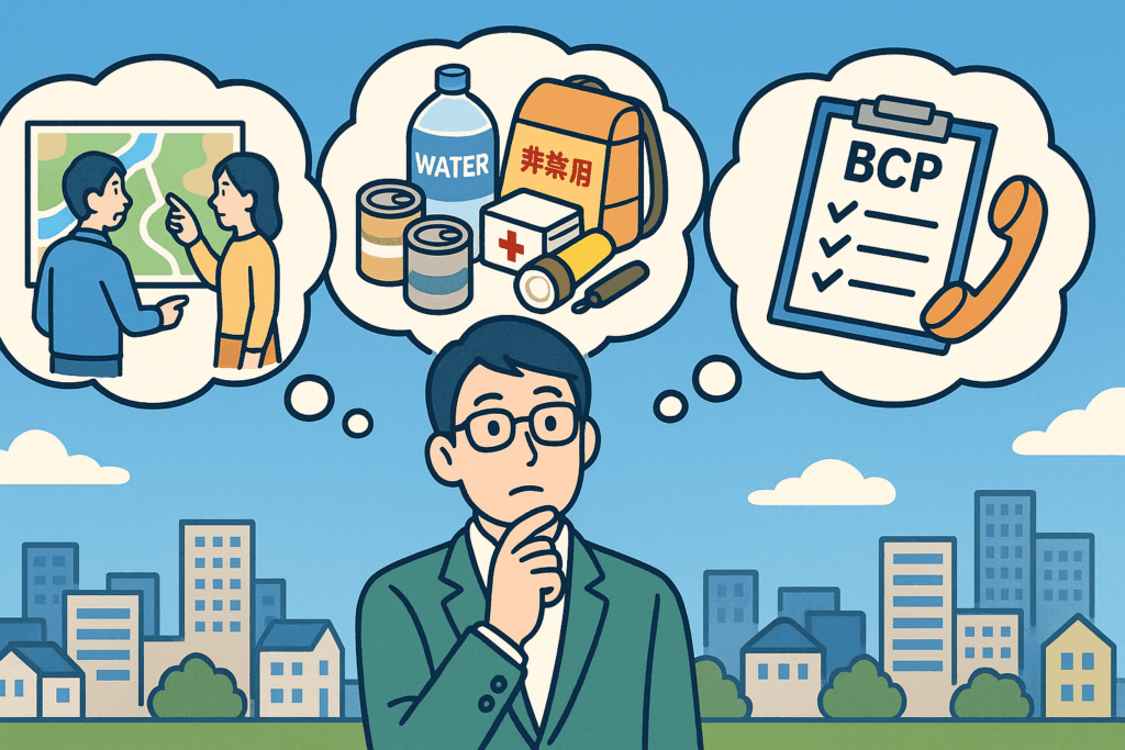 災害への備え; BCP; 事業継続計画; ハザードマップ; 備蓄; 避難; 社労士; 社会保険労務士; 熊本市