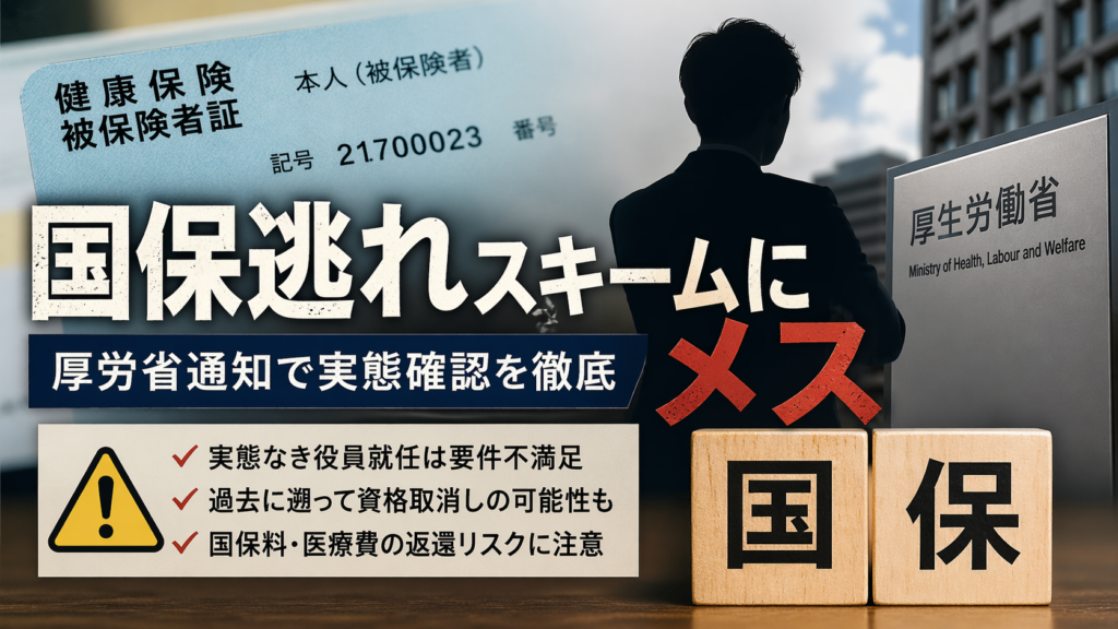 国保逃れ; フリーランス; 個人事業主; 国民健康保険; 厚生労働省; 遡及喪失; 保険料遡及徴収;