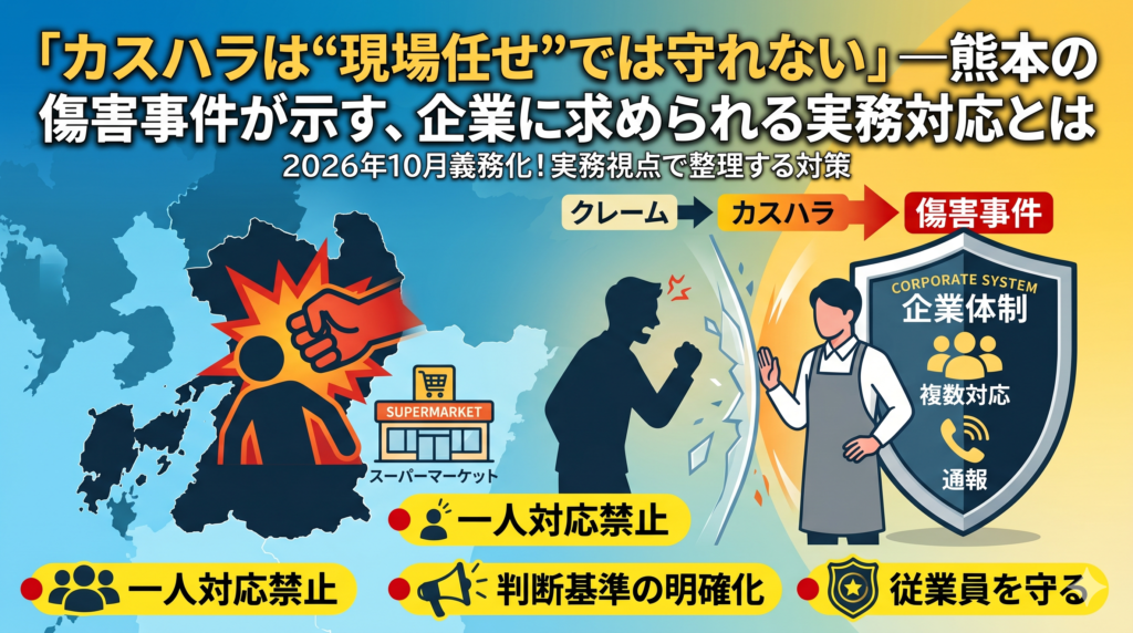 カスタマーハラスメント; カスハラ対策; 2026年10月1日義務化;改正労働施策総合推進法; 社労士; 社会保険労務士; 熊本市; 熊本県